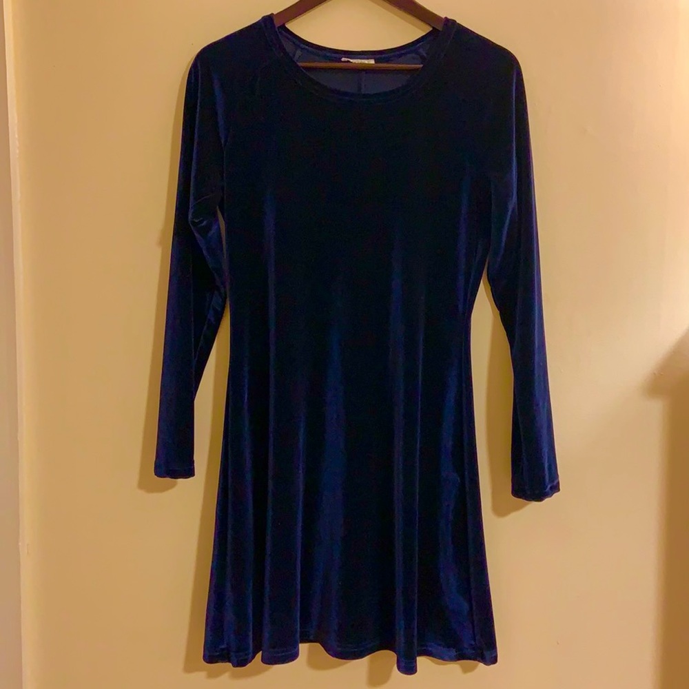 Blue velvet vintage dress size S